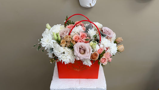 Sunset Rose Purse Arrangement