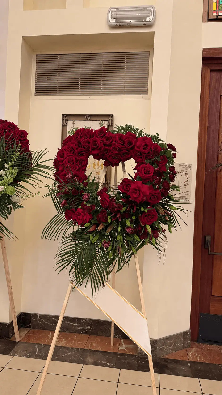 Big Heart With Bottom Florals - Funeral - A&N Flowers LA