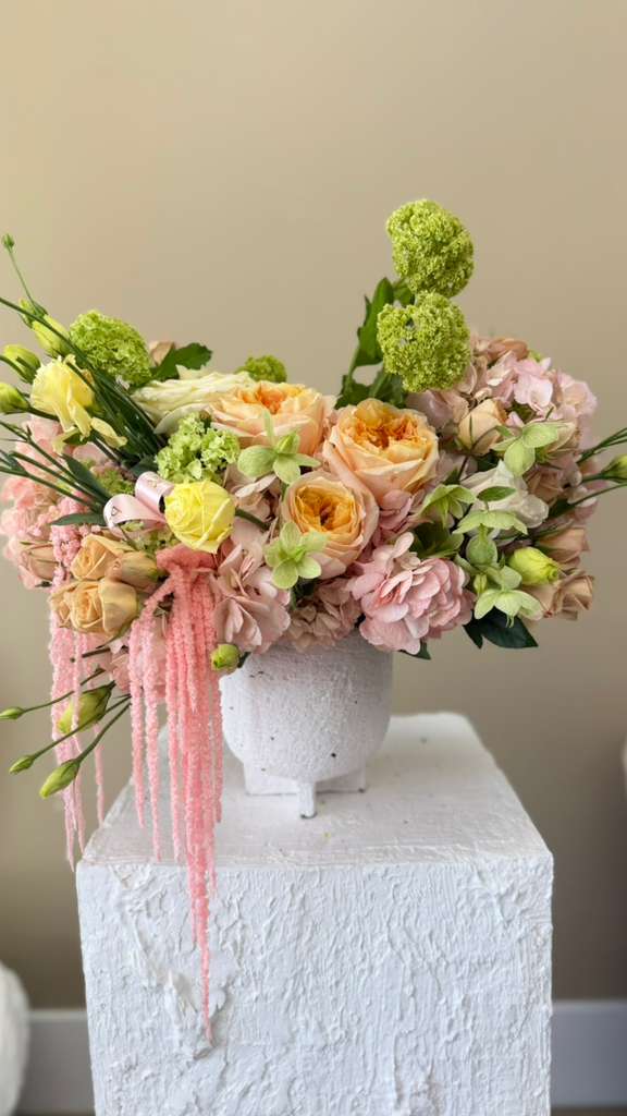 Blush pink hydrangeas with garden roses - Arrangements - A&N Flowers LA