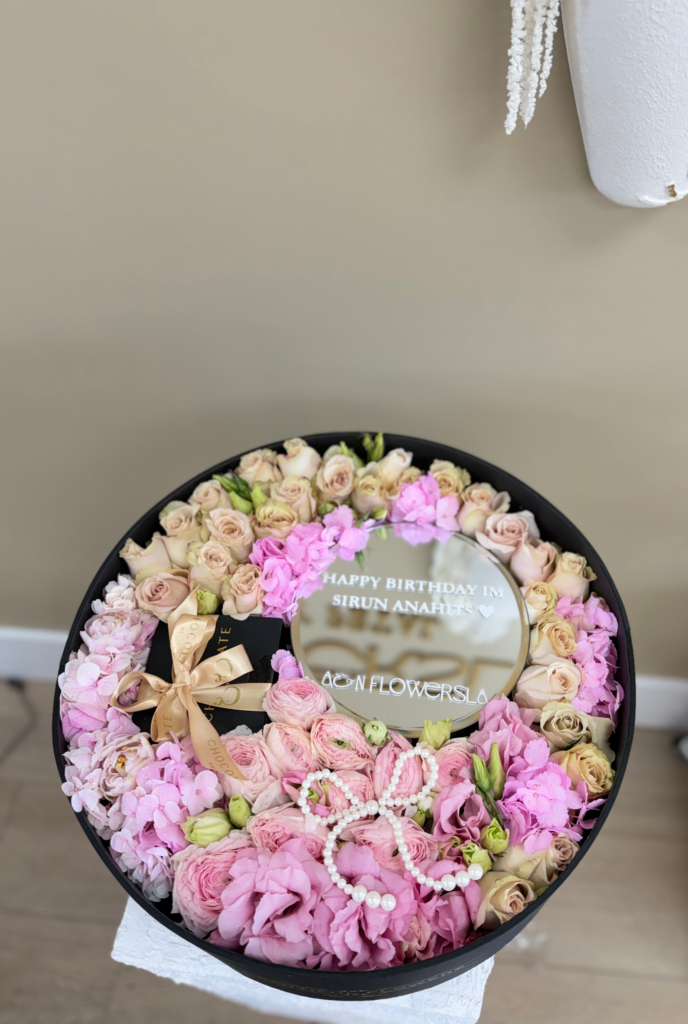 Mirror & Chocolate Pink Box - Arrangements - A&N Flowers LA