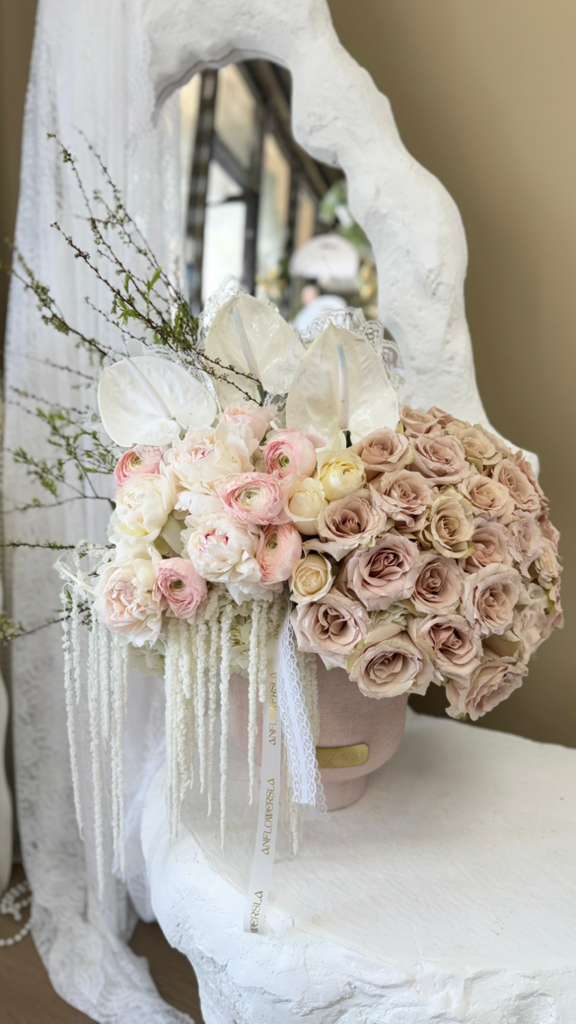 Nude Quicksand Roses with Peonies premium - Arrangements - A&N Flowers LA
