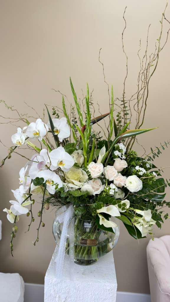Phalaenopsis Orchids with Calla Lilies, Spray roses, Ranunculus and Gladiolus - Arrangements - A&N Flowers LA