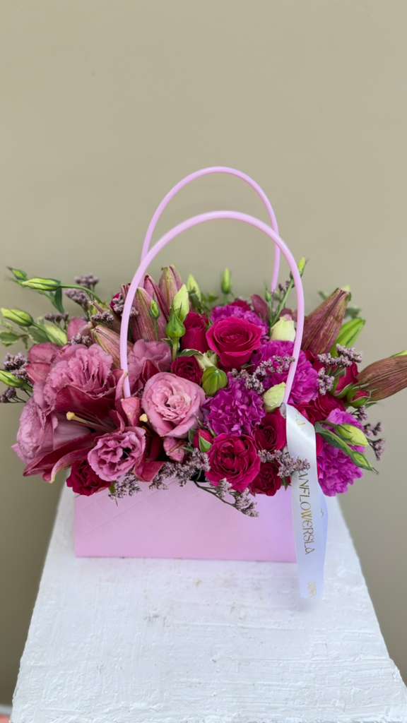 Pink Romance Purse Arrangement - Arrangements - A&N Flowers LA