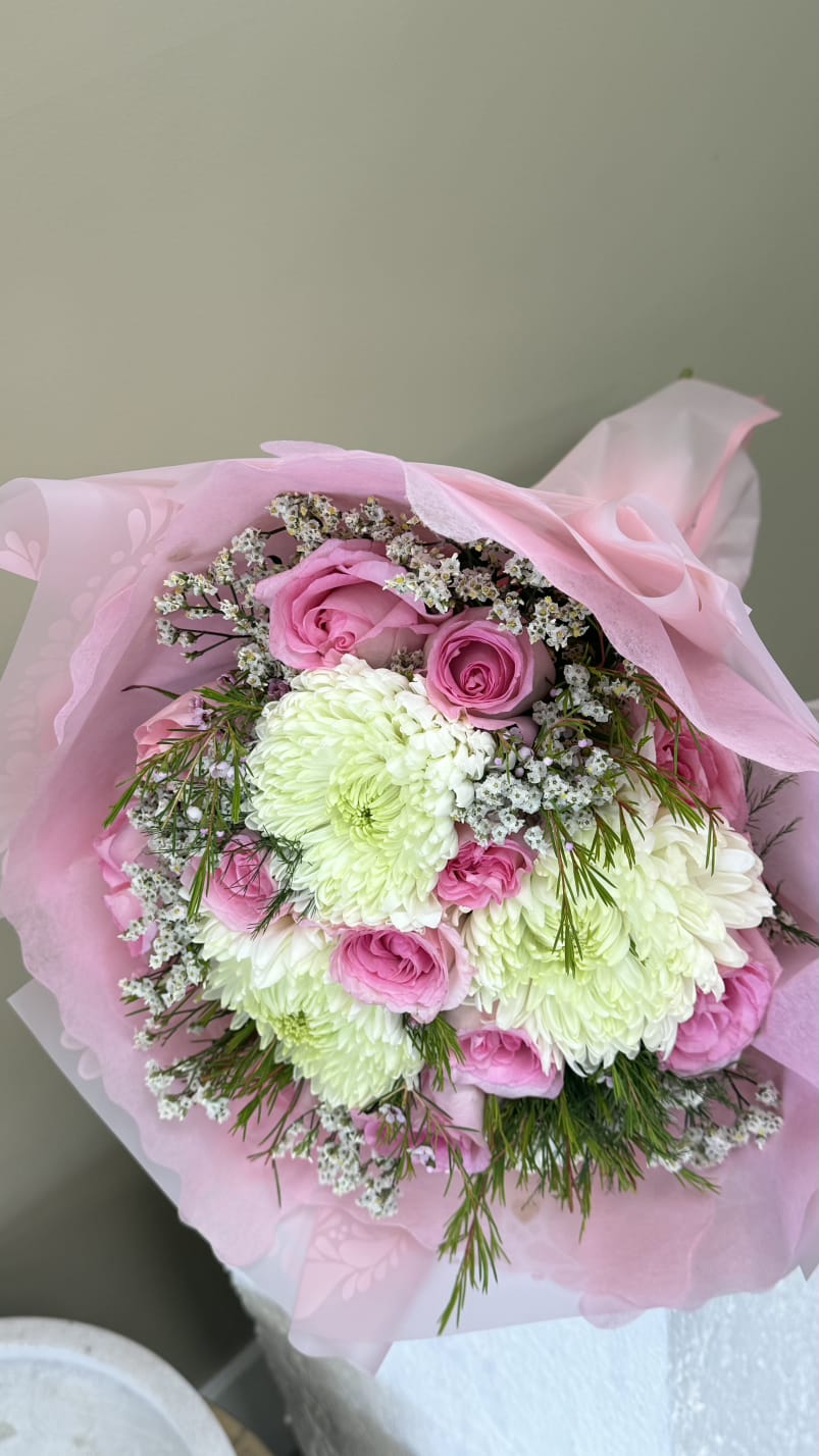 Pink Starter Bouquet with Chrysanthemums - Bouquet - A&N Flowers LA