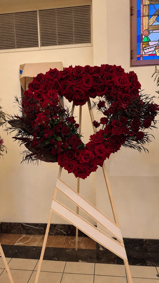 Big Heart With Side Florals - Funeral - A&N Flowers LA