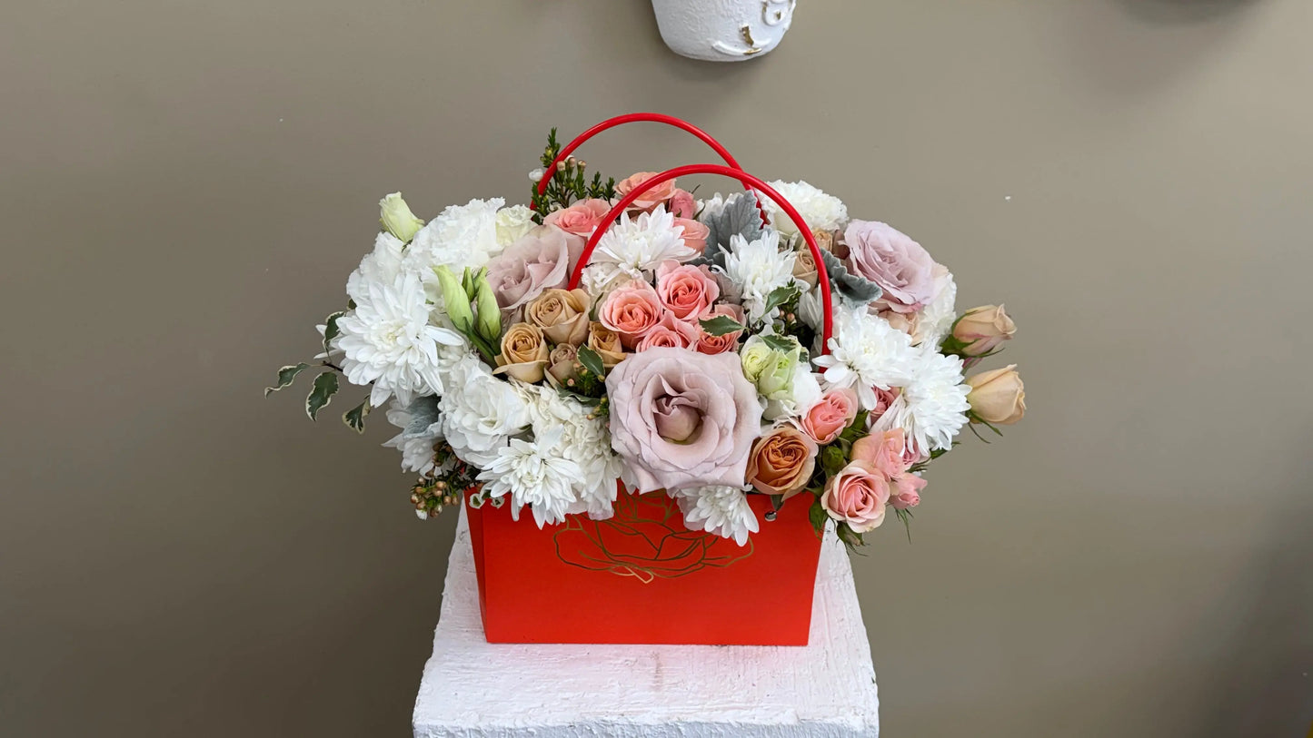 Sunset Rose Purse Arrangement - Arrangements - A&N Flowers LA