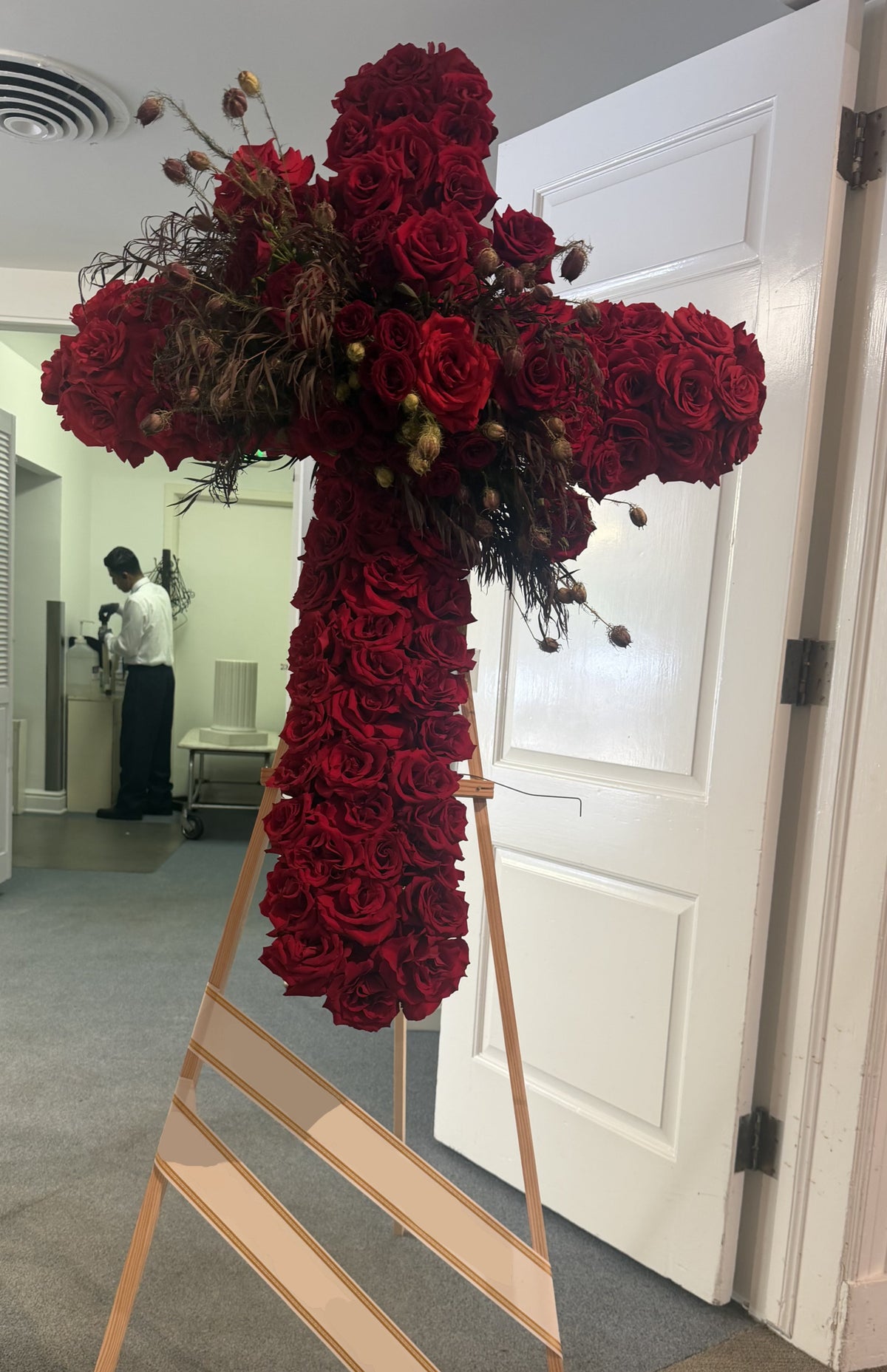 Medium Red Cross – Burgundy Florals